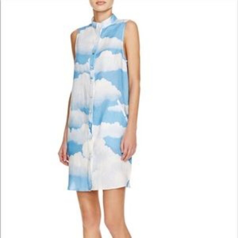 Mara Hoffman Blue and White Cloud Mini Dress